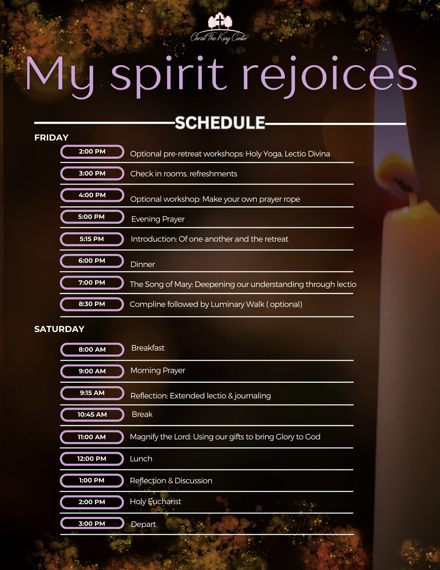  My Spirit Rejoices Flier with Agenda